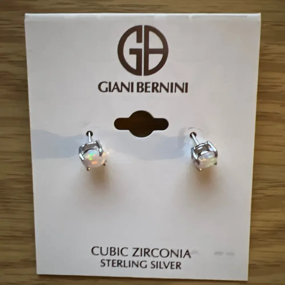Giani Bernini Cubic Zirconia Sterling Silver Post Earrings New - Picture 2 of 4